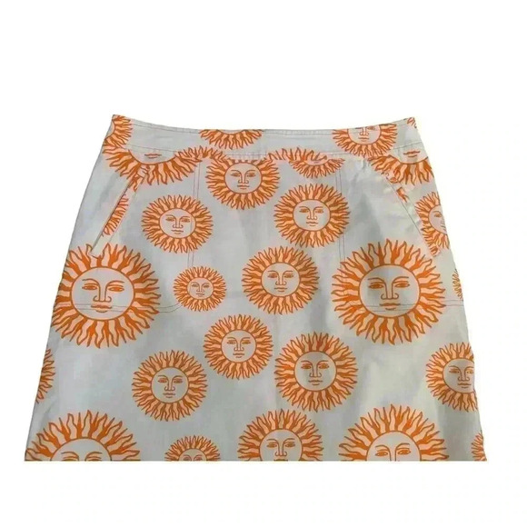 J McLaughlin Orange & White Sun Skirt Size 8 - Picture 7 of 12